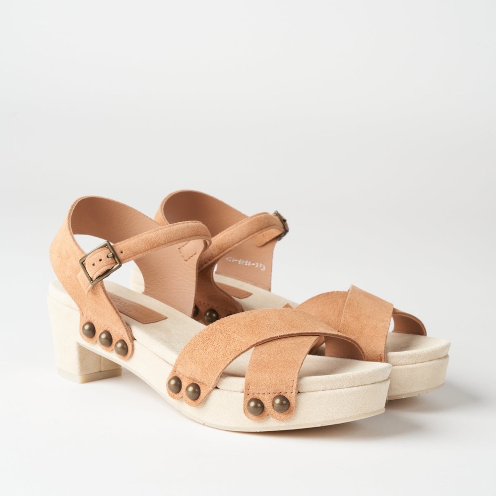 Pedro Garcia Nohir Nubuck Leather Open Toe Studded Clog Sandals size 7.5